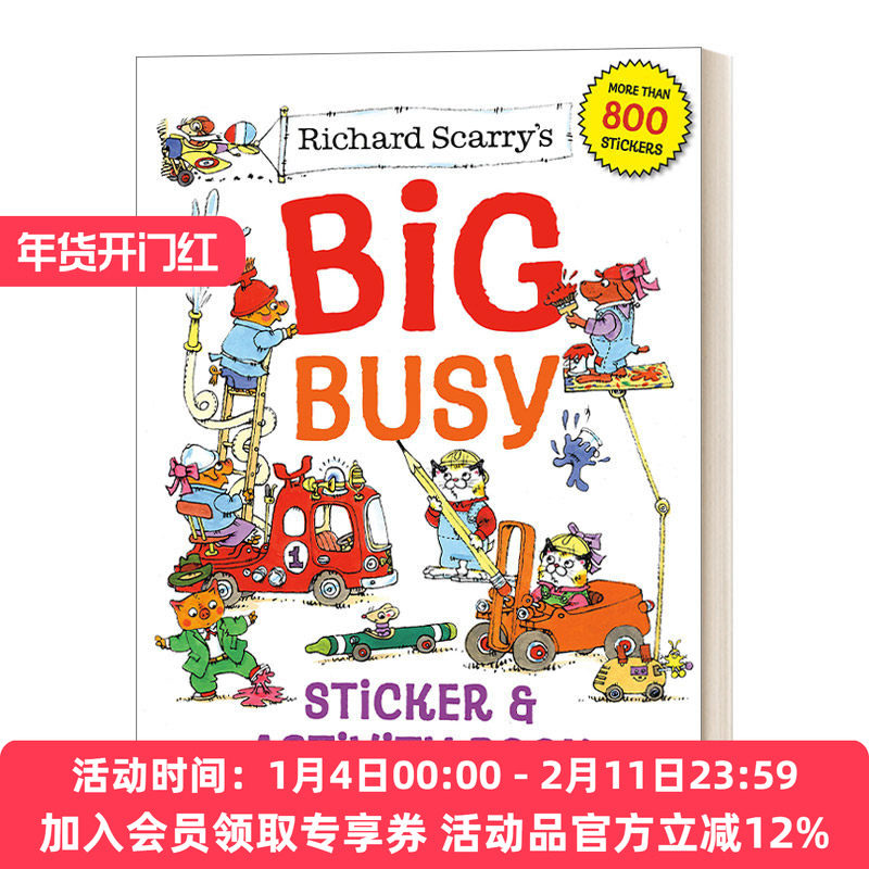 英文原版 Richard Scarry's Big Busy Sticker & Activity Book 理查德·斯凯瑞的大贴纸和活动手册 英文版 进口英语原版书籍,书籍/杂志/报纸,儿童读物原版书,淘宝优惠券,粉丝福利购,淘宝优惠卷