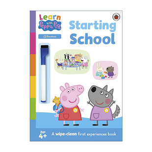 Peppa 英文原版 进口英语原版 英文版 School Learn book clean Starting wipe activity 和小猪佩奇一起为学校做准备 书籍 with