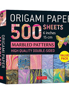 英文原版 Origami Paper 500 sheets Marbled Patterns 6