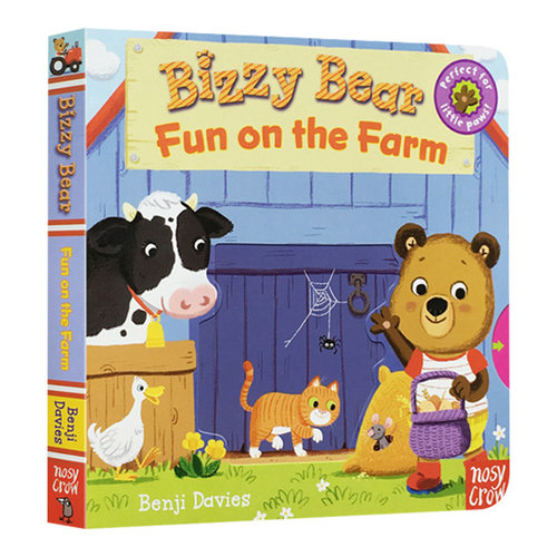 小熊很忙系列 趣味农场 英文原版绘本 Bizzy Bear Fun on the Farm 熊熊宝宝操作抽拉玩具纸板机关书 培养提高动手能力 英文版书籍