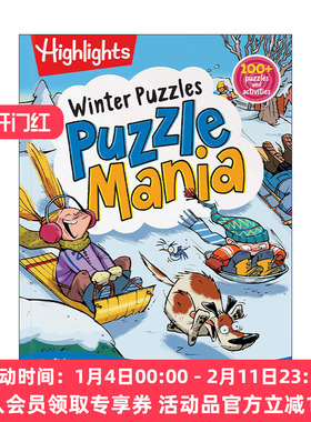 英文原版 Winter Puzzles Highlights Puzzlemania Activity Books 冬季谜题 亮点儿童解谜狂热游戏活动书 隐藏图片拼图 迷宫