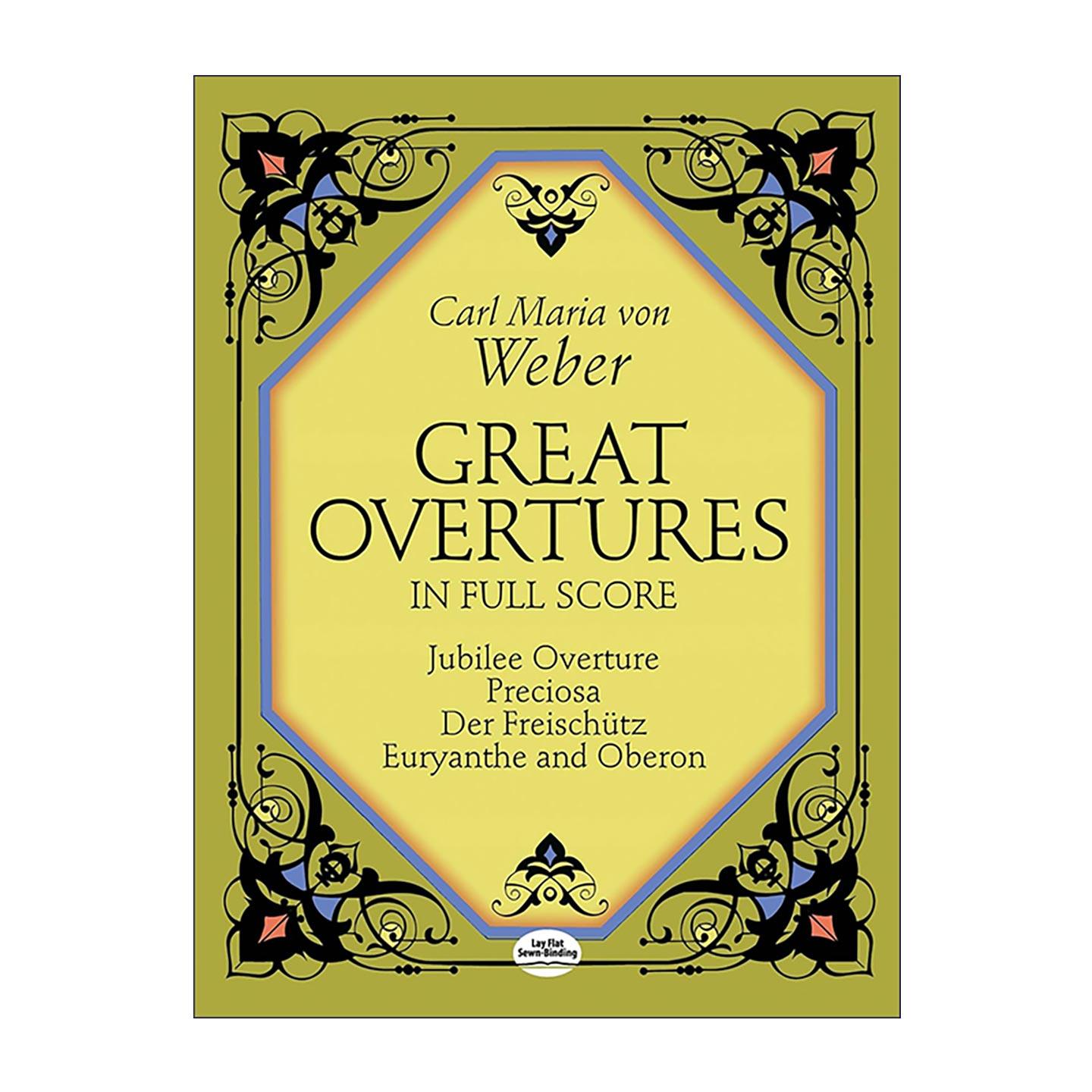 英文原版 Great Overtures in Full Score 韦伯著名序曲全谱 魔弹射手 奥伯龙 欧利安特 管弦乐作品乐谱 英文版 进口英语原版书籍