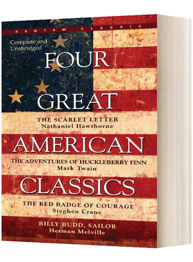 英文原版Four Great American Classics Bantam Classics四大美国经典小说 红字 哈克贝利费恩历险记 红色勇气徽章 水手比利·巴德