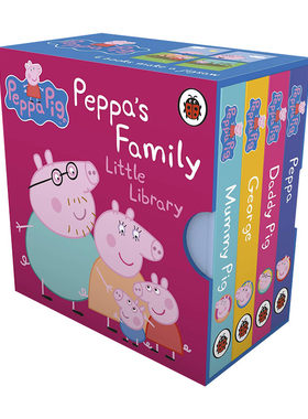 小猪佩奇的一家 小小图书馆手掌纸板书4册 英文原版 Peppa Pig Peppa’s Family Little Library 英文版 进口英语原版书籍