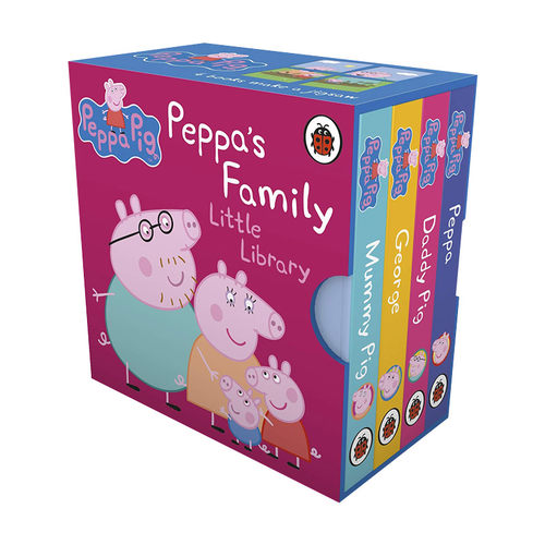 小猪佩奇的一家 小小图书馆手掌纸板书4册 英文原版 Peppa Pig Peppa’s Family Little Library 英文版 进口英语原版书籍