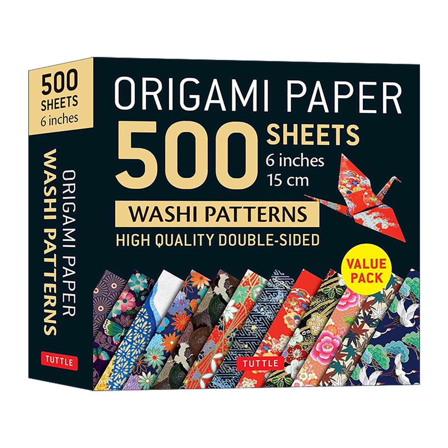 英文原版 Origami Paper 500 sheets Japanese Washi Patterns 6" 15 cm 日本和纸图案双面折纸500张 精美花色 Tuttle Publishing