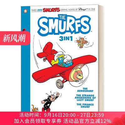 英文原版 The Smurfs 3-in-1 6 Collecting The Aerosmurf.蓝精灵3合1全彩漫画6 三个故事合辑 英文版 进口英语原版书籍