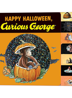 好奇猴乔治 英文原版 Happy Halloween, Curious George Tabbed Board Book 万圣节快乐 大开异形纸板书 英文版 进口英语原版书籍