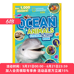 英文原版National Geographic Kids Ocean Animals Sticker海洋动物认知科普贴纸书 美国国家地理 百科互动启蒙图画活动书亲子童书