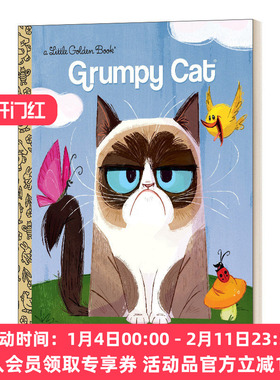 英文原版 The Little Grumpy Cat that Wouldn't Grumpy Cat Little Golden Book 不愿去的小不爽猫 兰登书屋精装小金书 英文版 进