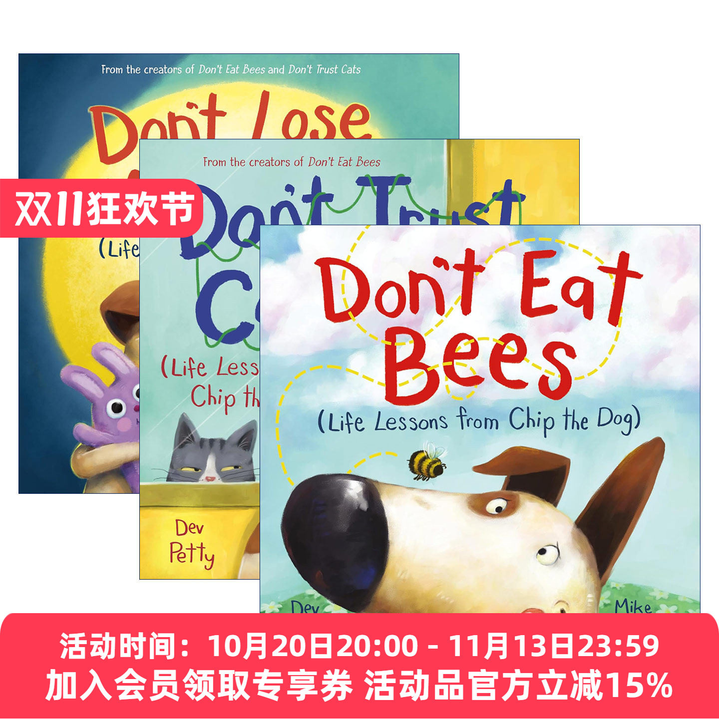 英文原版 Life Lessons from Chip the Dog 奇普狗狗的人生教训系列3册 儿童精装幽默绘本 Dev Petty 英文版 进口英语原版书籍