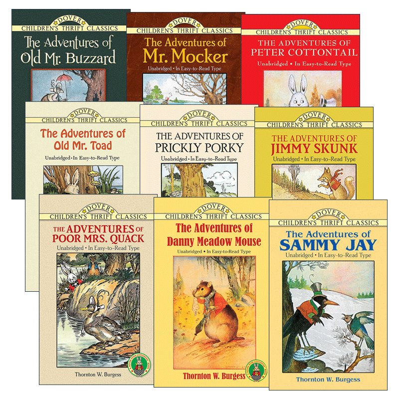 英文原版 Dover Children's Thrift Classics 桑顿·伯吉斯动物故事书 The Adventures of系列9册 英文版 进口英语原版书籍