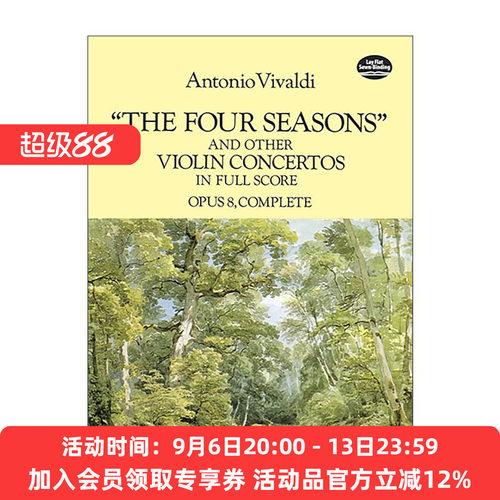 英文原版 The Four Seasons and Other Violin Concertos in Full Score 四季及其他小提琴协奏曲全谱 第八号乐曲全谱 安东尼奥