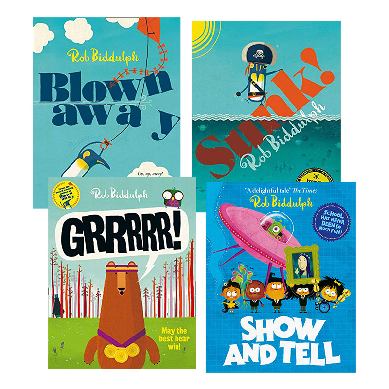 罗伯比达尔夫4册 英文原版 Rob Biddulph Sunk Grrrrr 船沉了 嗷嗷嗷 吹跑啦 只想告诉你的童谣故事 英文版进口儿童英语图画书