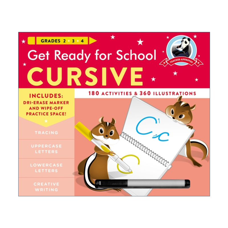 英文原版 Get Ready for School Cursive 入学准备 连笔手写体练习册 英文版 进口英语原版书籍