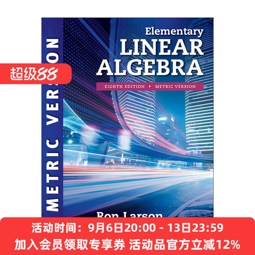 初级线性代数  英文原版 Elementary Linear Algebra 国际公制版 第8版 英文版 进口英语原版书籍
