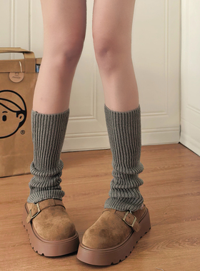 加厚jk针织袜套袜子女Lolita堆堆袜灰色辣妹y2k小腿袜套秋冬保暖