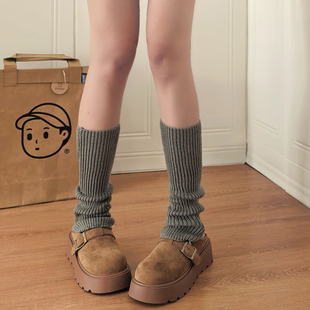 加厚jk针织袜套袜子女Lolita堆堆袜灰色辣妹y2k小腿袜套秋冬保暖