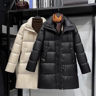 立领羽绒服女2024年新款 宽松显瘦小个子亮面免洗洋气加厚保暖外套