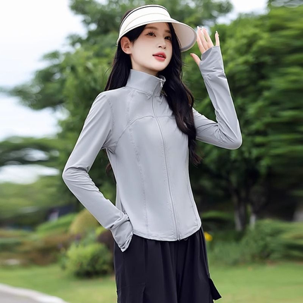 立领修身防晒衣女2025夏季新款户外防紫外线透气冰丝防晒服薄外套