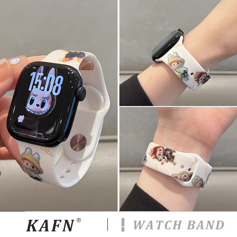 适用于iwatch苹果s10手表带新款夏季s9硅胶表带applewatch8/7/6/5/4女可爱se代智能手表男士情侣运动腕带透气
