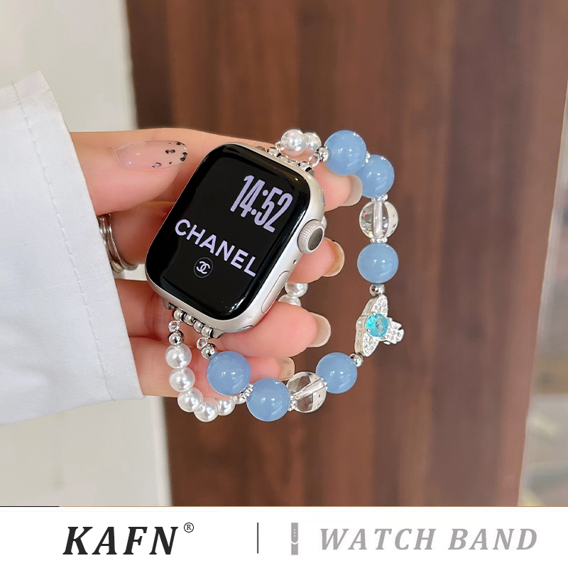 适用iwatchs10手表带applewatch9专用苹果se手链式女款S8弹力绳s7女士夏季s9小香风s6高级感s5/s4/se创意小众