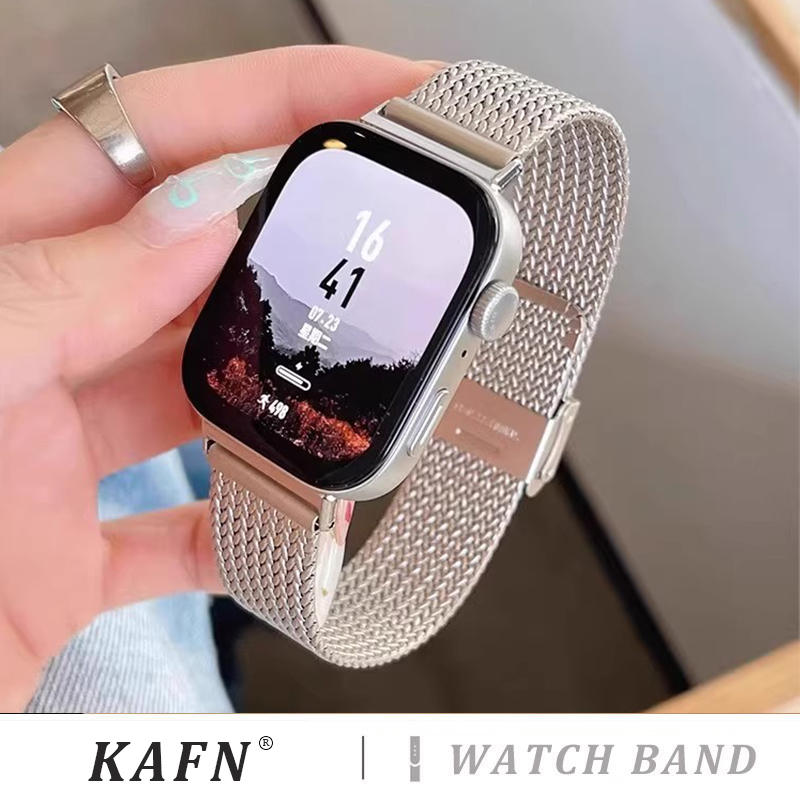 适用iwatch 10新款苹果applewatch表带87654代se手表表带S8春夏金属磁吸41mm4高级小众女款iphonewatch手表带