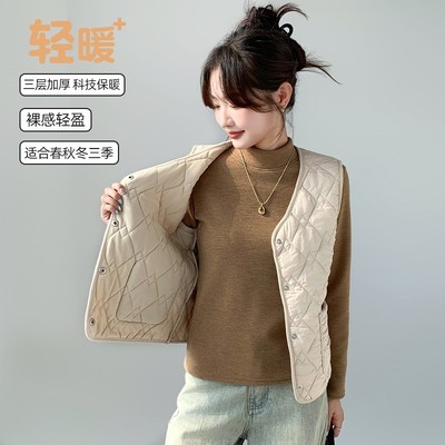 马甲女款2025新款秋冬季小个子加厚V领宽松外穿时尚洋气马甲外套