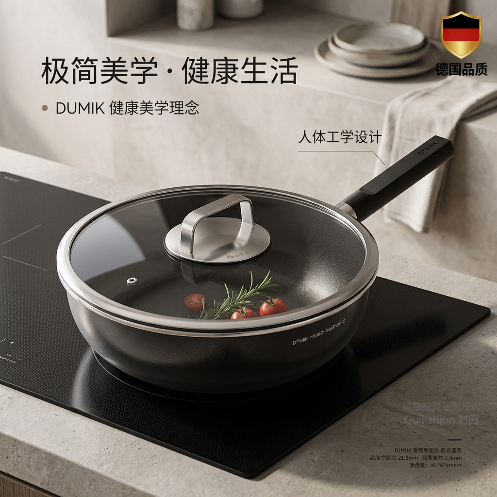 德国品质钛钻煎锅煎炒两用不粘锅平底锅电磁炉煤气灶炒菜锅深煎锅