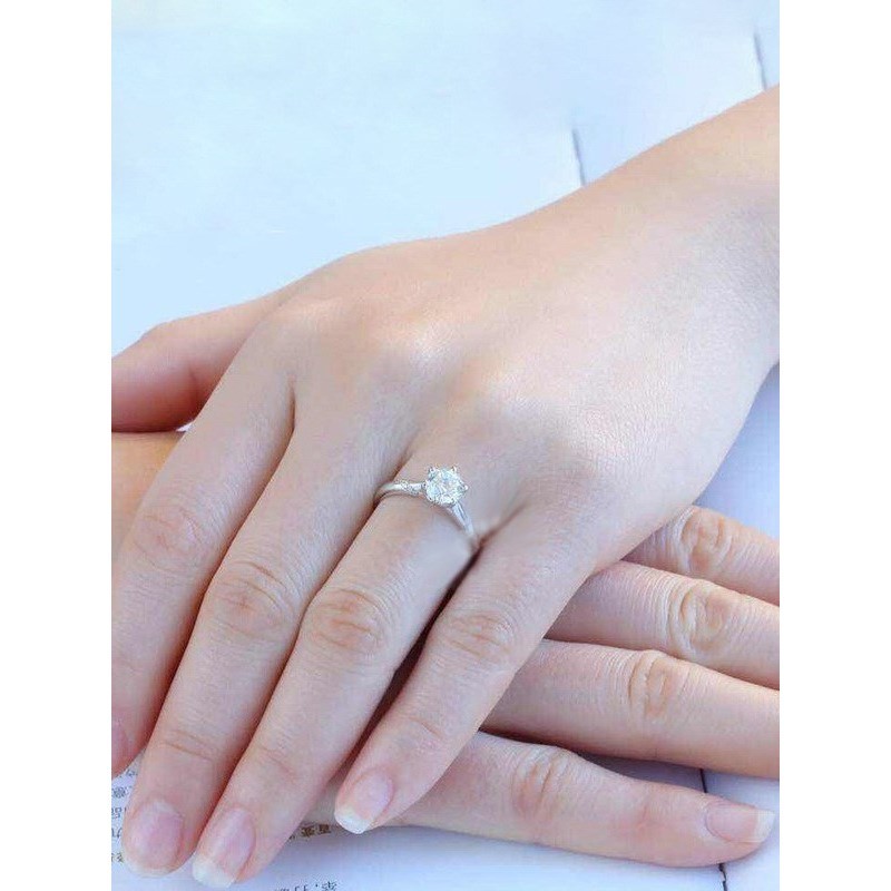 镀pt950铂金仿D级高碳莫桑钻石戒