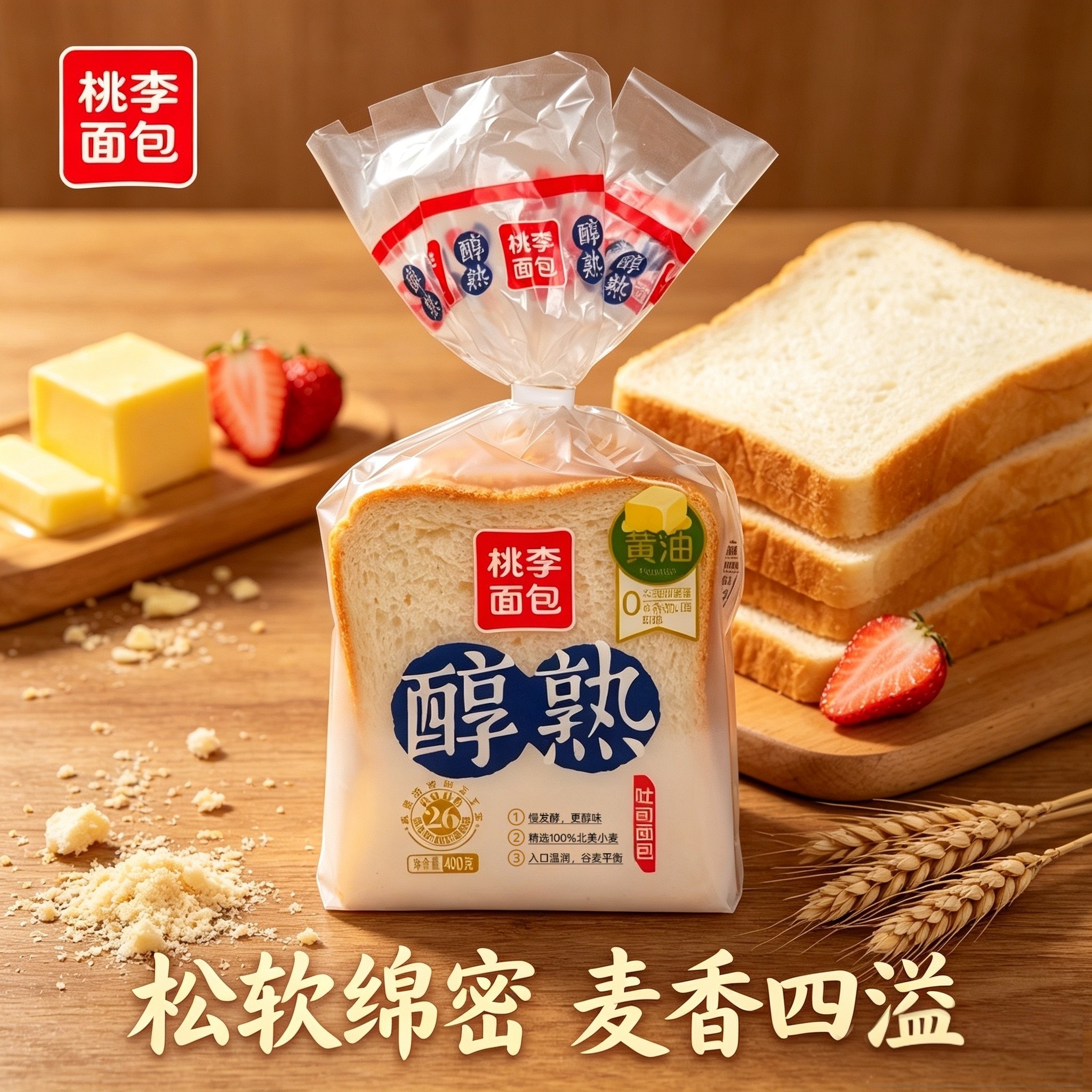 桃李醇熟切片吐司面包松软饱腹早餐学生宿舍解馋三明治面包片短保图片