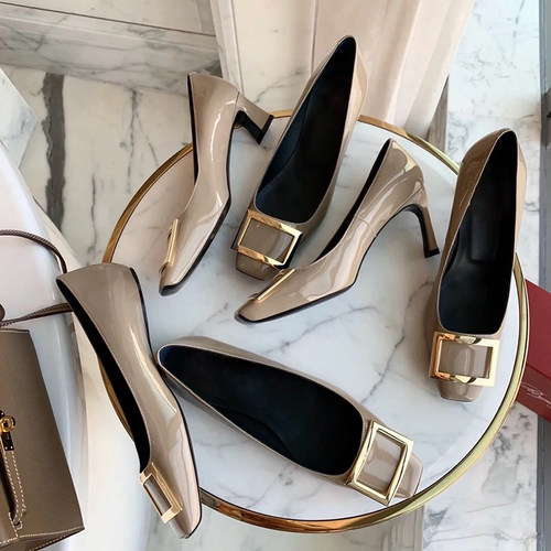 RV&SW方扣粗跟单鞋职业高跟鞋