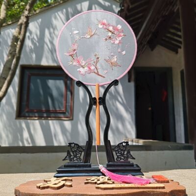 【桃花蝴蝶】苏绣双面刺绣团扇古典汉服旗袍舞蹈扇宫扇古风扇装饰