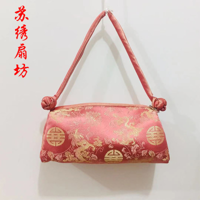 苏绣经典刺绣送礼品长包织锦缎纽扣手拎包旗袍女包婚庆古典送朋友