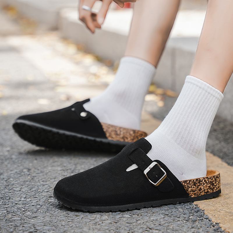 一脚蹬无后跟复古百搭休闲防滑办公室包头博肯半拖鞋勃肯男鞋冬季