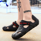 夏季 凉鞋 个性 驾车洞洞鞋 男生新款 罗马防滑沙滩鞋 两用包头拖鞋 男潮