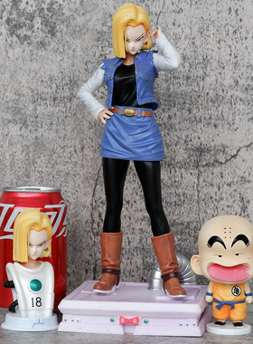 七龙珠人造人18号送小克林18号半身像双头雕手办模型动漫周边摆件