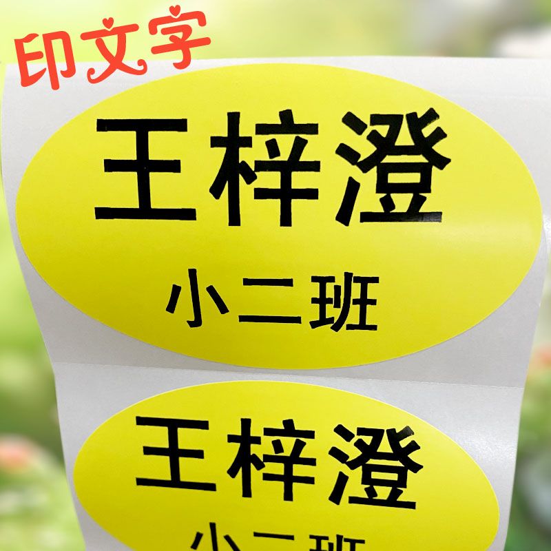 大号姓名贴衣服胸牌幼儿园宝宝入园照片名字贴印字标签即时贴