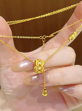 沙金点钻花丝千金绸缎项链镂空蕾丝光芒小蛮腰锁骨链气质送女友