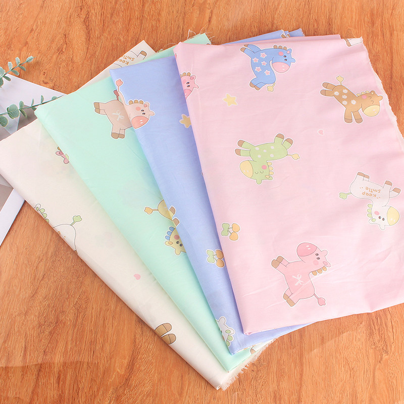 全棉斜纹卡通印花布料马年宝宝面料纯棉儿童卡通床单纯棉被套面料