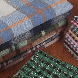 涤棉混纺格子布格子外套外搭开衫圣诞节桌布色织朝阳格手工娃衣料