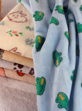 2025新款法兰绒印花珊瑚绒面料暖暖裤睡裤被套毛绒床单面料法莱绒