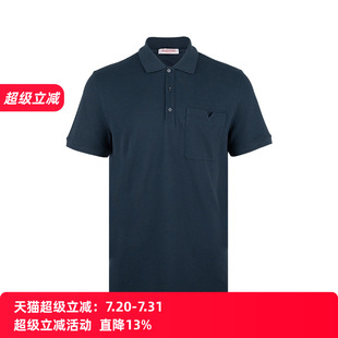 推选 Valentino华伦天奴男士 纯色徽标宽松短袖 Polo衫 男夏季