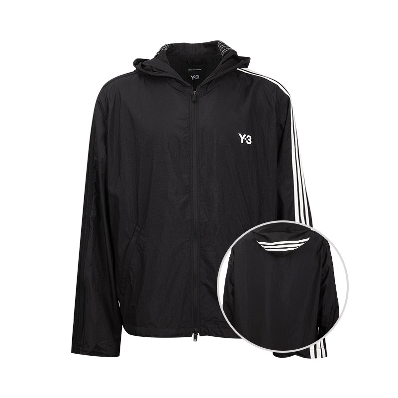 Y-3男女同款条纹连帽夹克外套