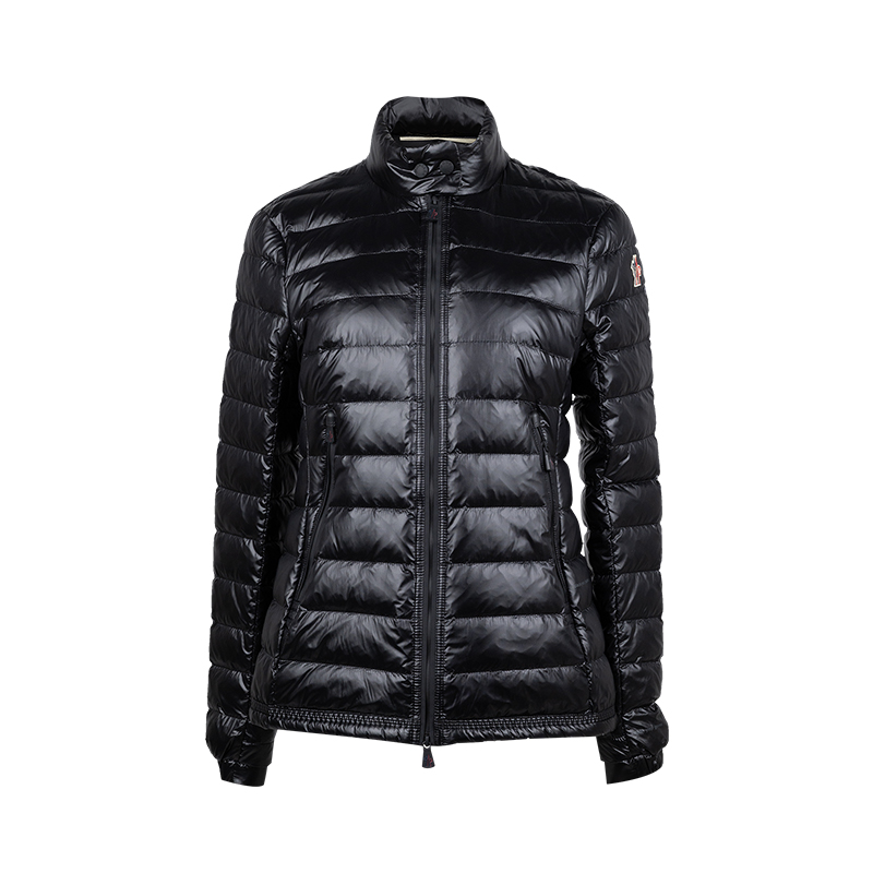 盟可睐女士亮面拉链立领羽绒服