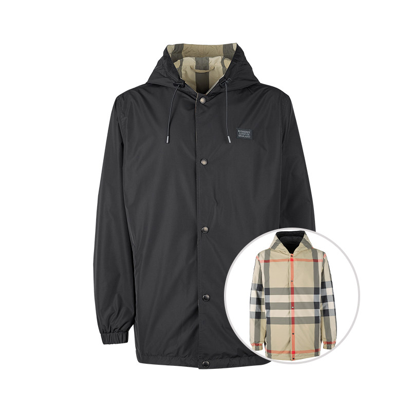 BURBERRY/博柏利男士双面两穿经典格纹连帽夹克男秋冬2026年新品,男装,夹克,淘宝优惠券,粉丝福利购,淘宝优惠卷