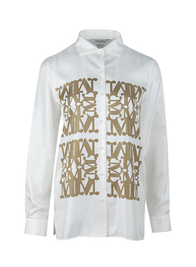 MaxMara麦丝玛拉女士Legno系列真丝印花翻领纽扣长袖衬衫女推选