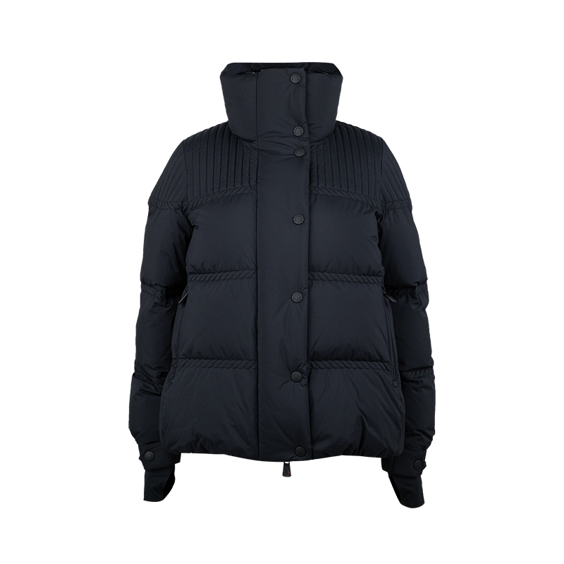 蒙口女士高领纯色立领拉链羽绒服