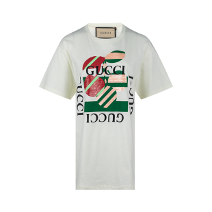 GUCCI T恤女夏推广XY 古驰女士拼色字母印花圆领纯棉短袖