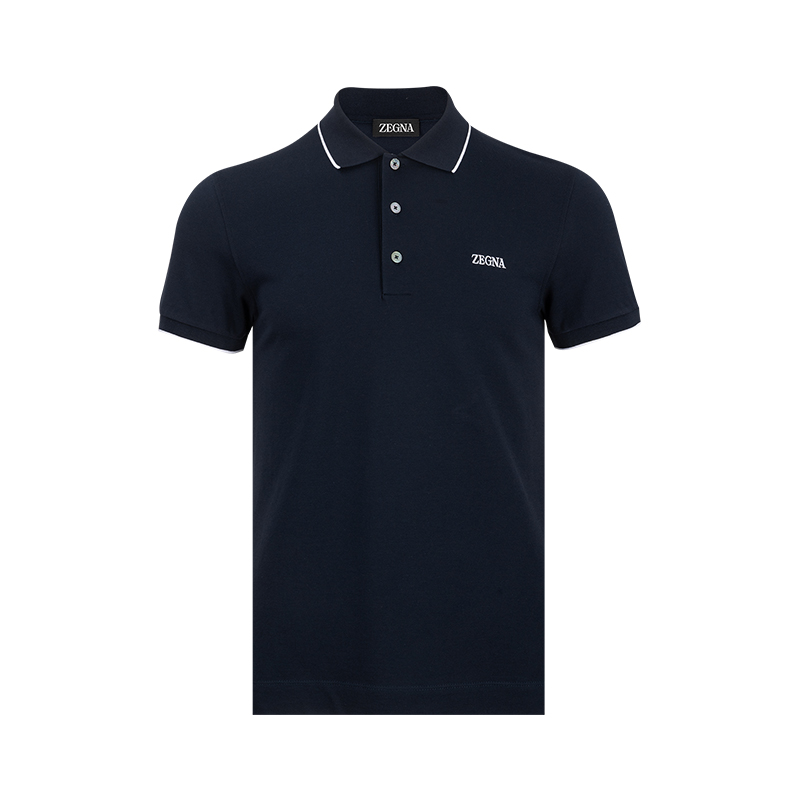 杰尼亚男士细节套头短袖Polo衫